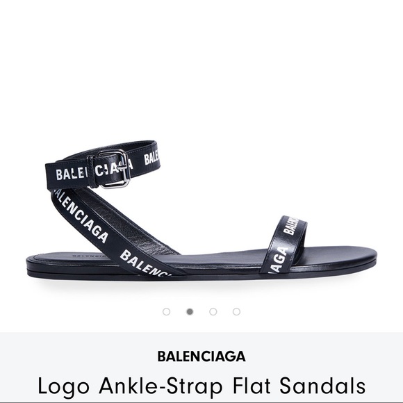 Balanciaga Logo Ankle Strap Flat - NEW size 9.5 - Picture 2 of 10